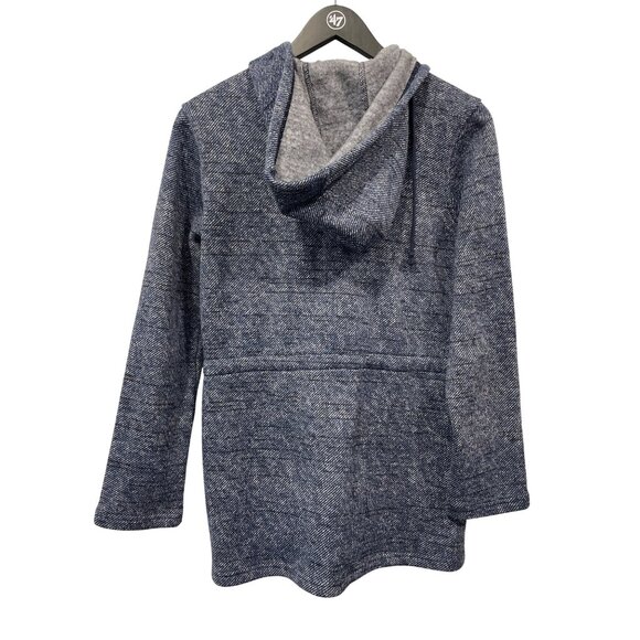 Jack By BB Dakota Coat Size Small Snap Front Long Sleeve Hooded Jacket Blue Cozy - Picture 2 of 7
